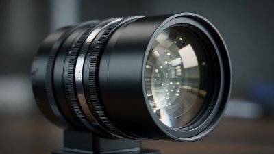Close-up of a high-end Panavision anamorphic cine lens barrel showing focus markings and glass reflections